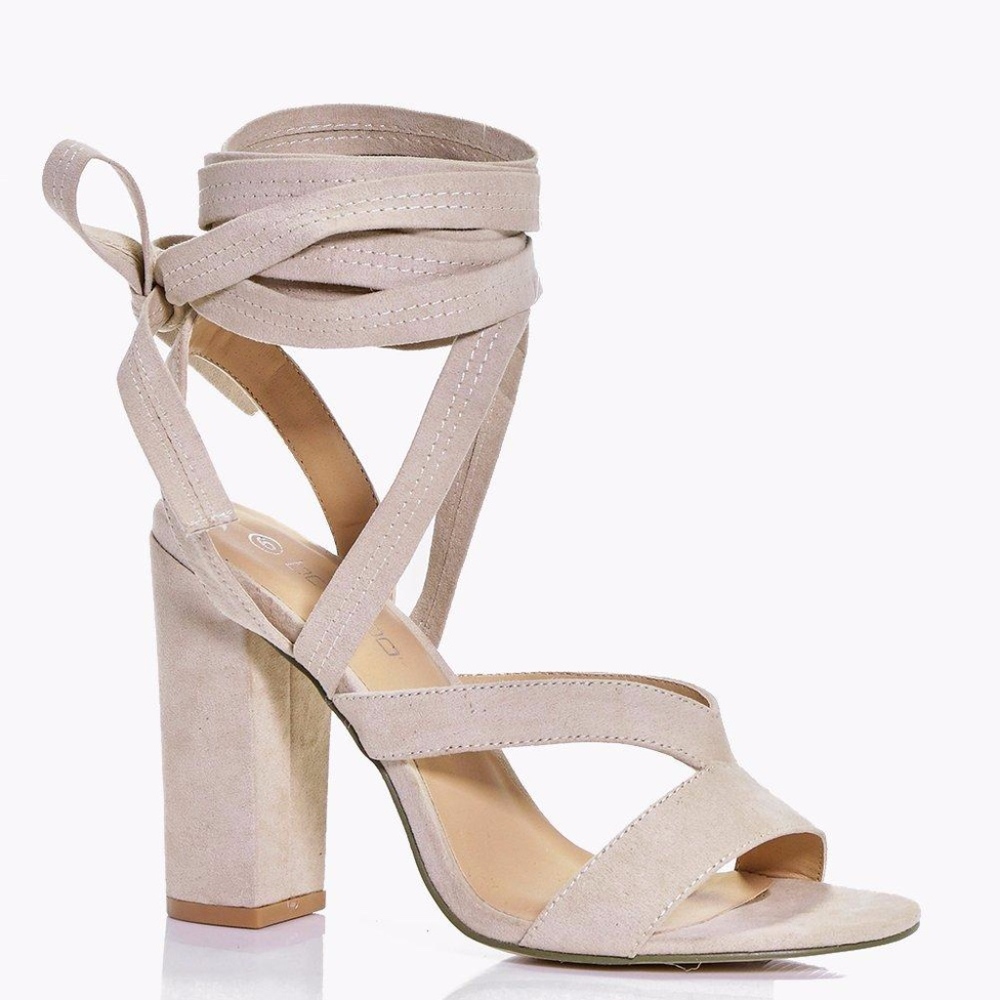 Block Heel Wrap Strap Heels